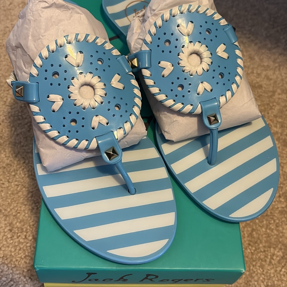 Brand new Jack Rogers Blue and White Sandals